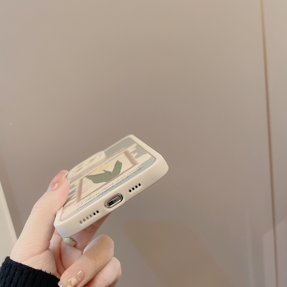 IPHONE Soft Case Handphone Bingkai Foto Tulip Putih Vintage Untuk Iphone7 8 PLUS X XR XS 11 12 13 14 MINI PRO MAX SE 2020 Cover