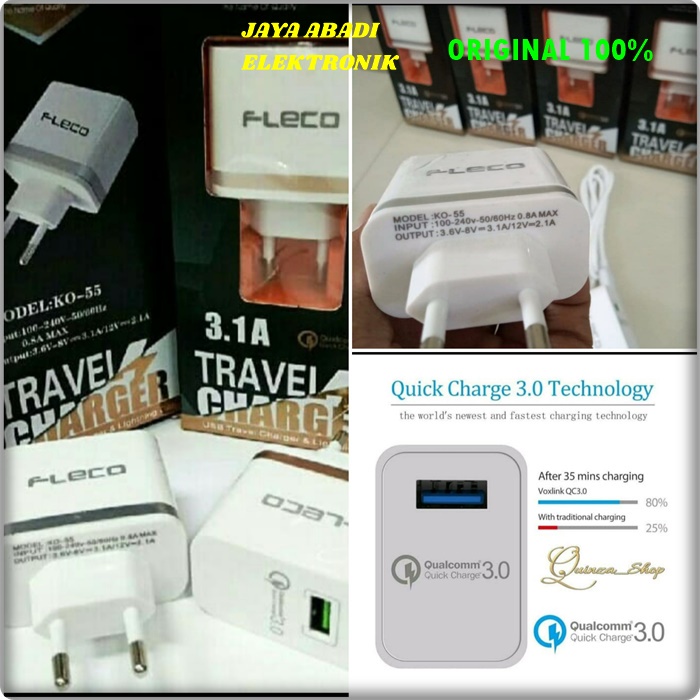 J35 ADAPTOR FLECO 3A MICRO USB ADAPTOR SUPPORT FAST CHARGING CASAN TRAVEL CHARGER FLASH ADAPTER POWER adaptor hp cas casan fast charging travel charger flash quick qualcomm adapter adaptive kabel bisa untuk segala handphone socket micro micrquallcomm