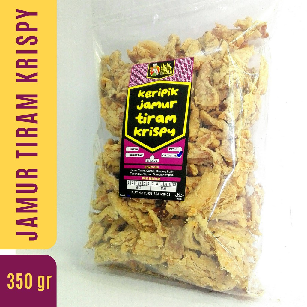 

KERIPIK JAMUR TIRAM CRISPY 350 GR OCHI SNACK – GURIH & RENYAH