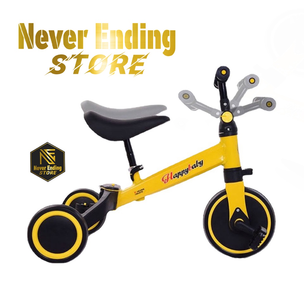 Sepeda Anak 3 in 1 Balita Perempuan Laki Laki Roda 3 Murah Mainan Sepeda Anak Kecil  Balance Bike Ride Push Bike  Sepeda Anak 1.5 tahun 2 Tahun 3 tahun 4 Tahun / Sepeda Anak HappyBaby Kuning Putih Merah