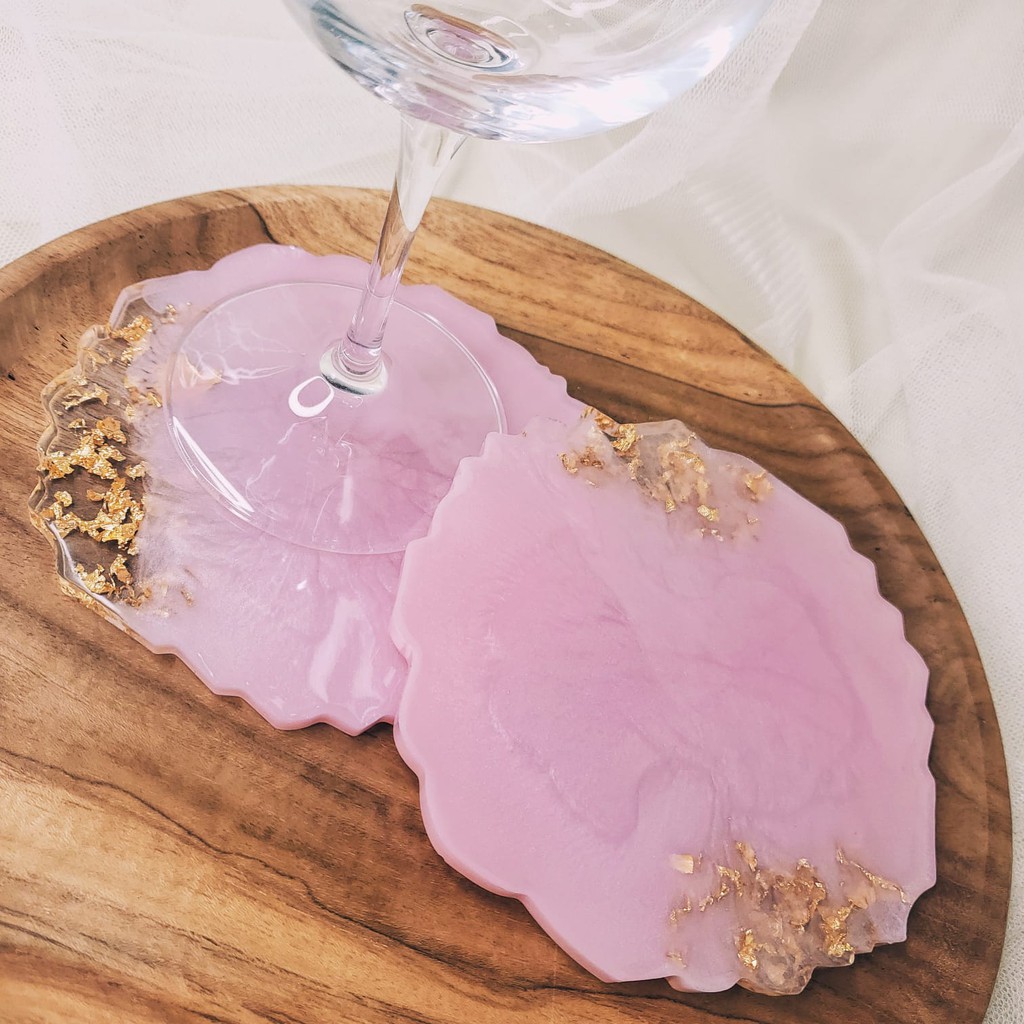 Pink Gold Coaster / Tatakan Gelas / Tray / Nampan / Aesthetic Wadah Perhiasan Aksesoris