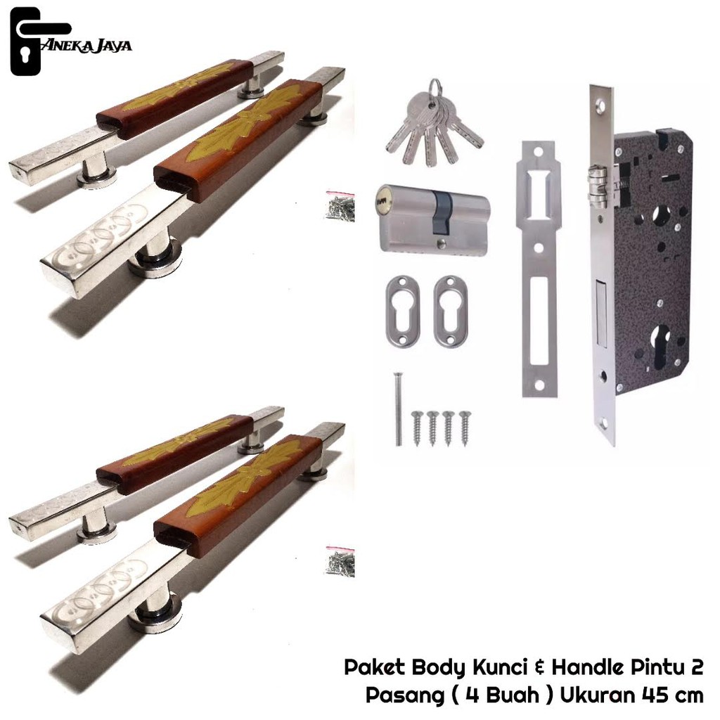 [ Satu set ] Gagang Pintu / Tarikan Pintu Rumah Stainless / body kunci / Handle Pintu rumah 45 cm