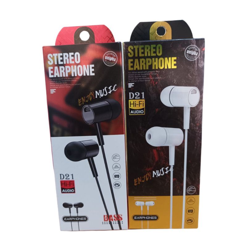 (Cod)Hf/Headset Stereo Earphone D21 Kabel Murah Mic (Dikirim Jakarta)