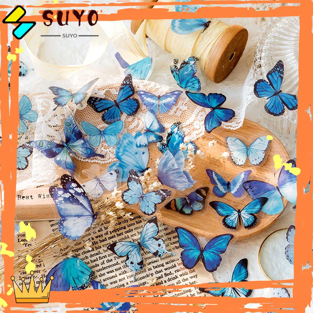 Suyo 40pcs Stiker Butterfly Anti Air Untuk Dekorasi Album Foto / Jurnal / Diary / Scrapbook DIY