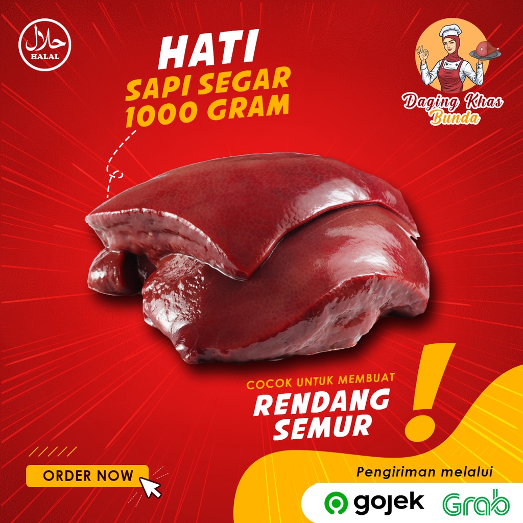 

(PREMIUM) Hati Sapi Lokal Segar FRESH 1KG 1 KG 1000 gram