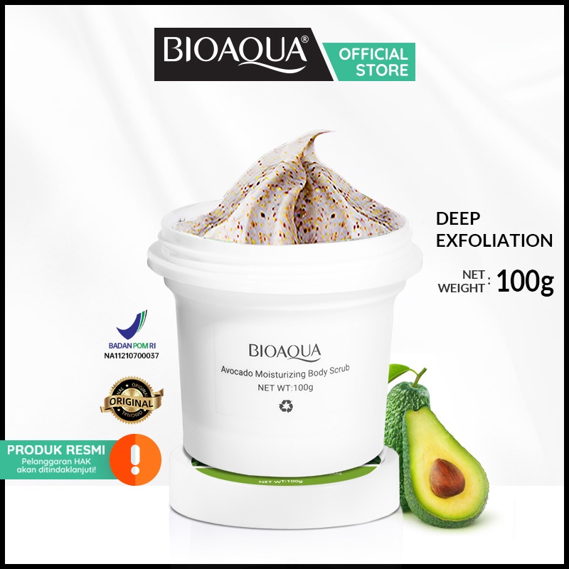 【BPOM】BIOAQUA Avocado Moisturizing Body Scrub badan 100g