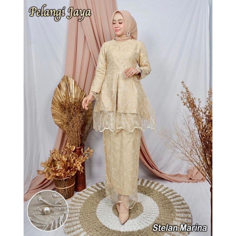 stelan kebaya tille mauri/setelan tunik tille/kebaya wisuda modern:set kebaya busui