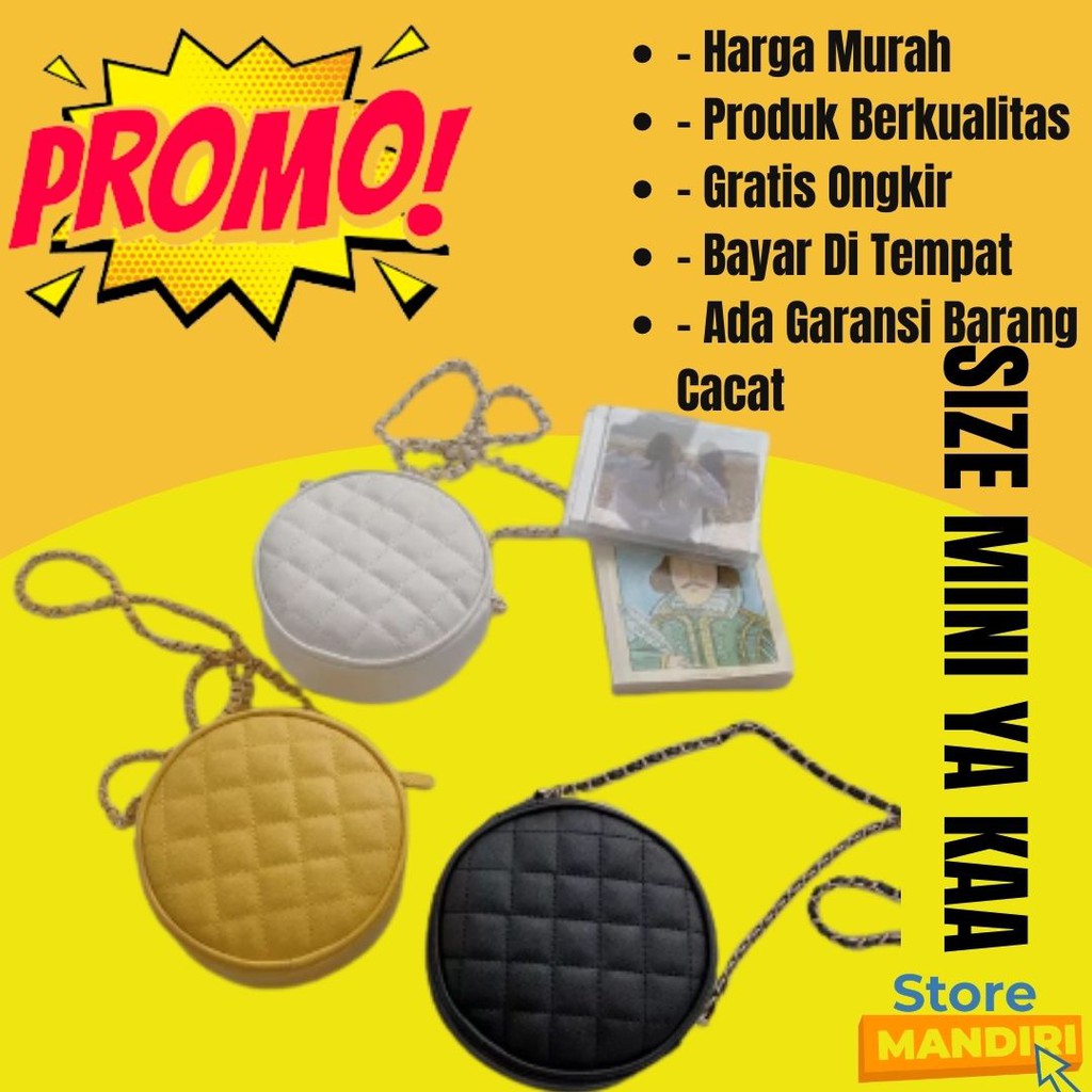 TAS BULAT TALI KEPANG MINI TAS WANITA TAS KEPANG BULAT TAS SELEMPANG BULAT TAS BULAT(Size S)