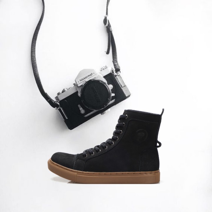 KHAFRA BLACK (Kulit Asli) - Sepatu Boots Pria Kasual Kulit Klasik Vintage Sporty Casual Cowok - Boot Kulit