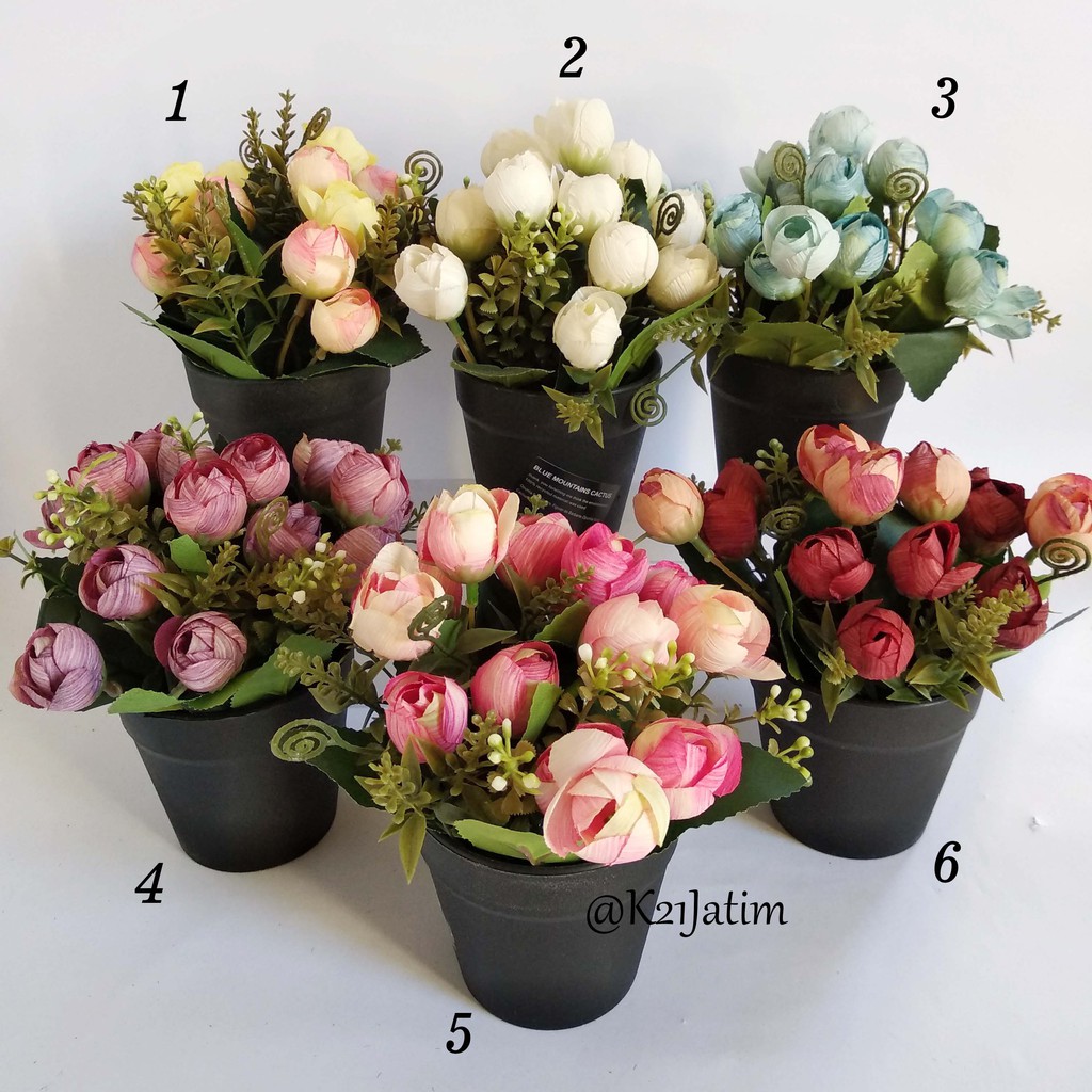 VB03 Vas Bunga Plastik Motif Renda Artificial Flowers Pajangan Kafe