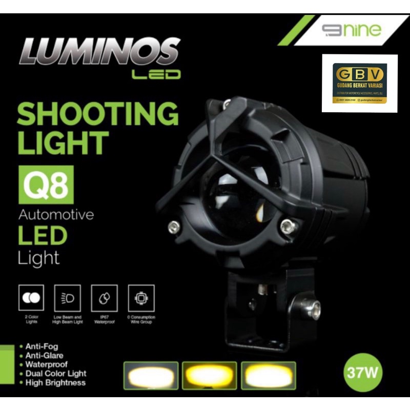 Lampu depan sorot led motor luminos original Q8 2 warna putih kuning