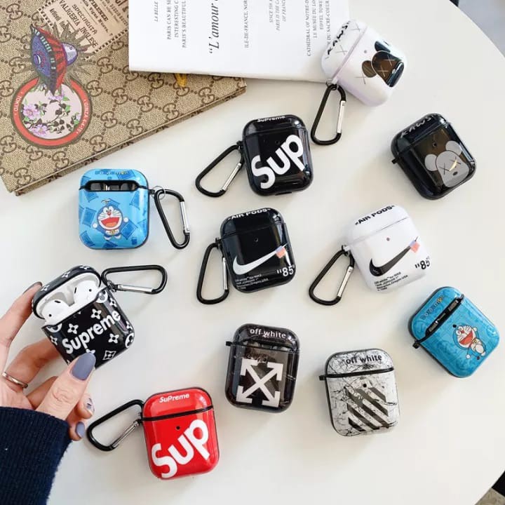 Casing Pelindung Airpods 2 Luxury Glossy Case With Hook Charging Box Aneka Motif Kartun Lucu
