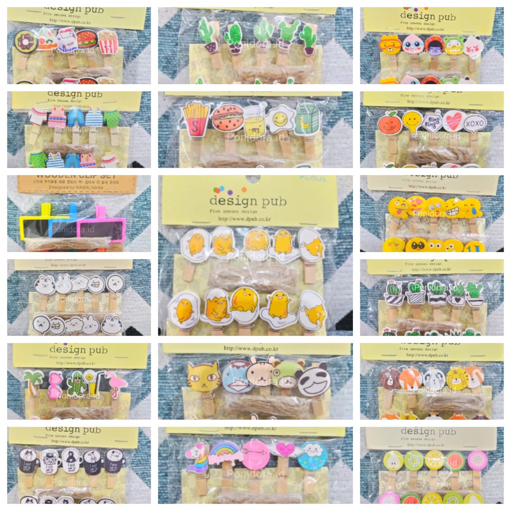 WOODEN CLIP JEPIT FOTO PENJEPIT FOTO TALI RAMI POLAROID DESIGN PUB