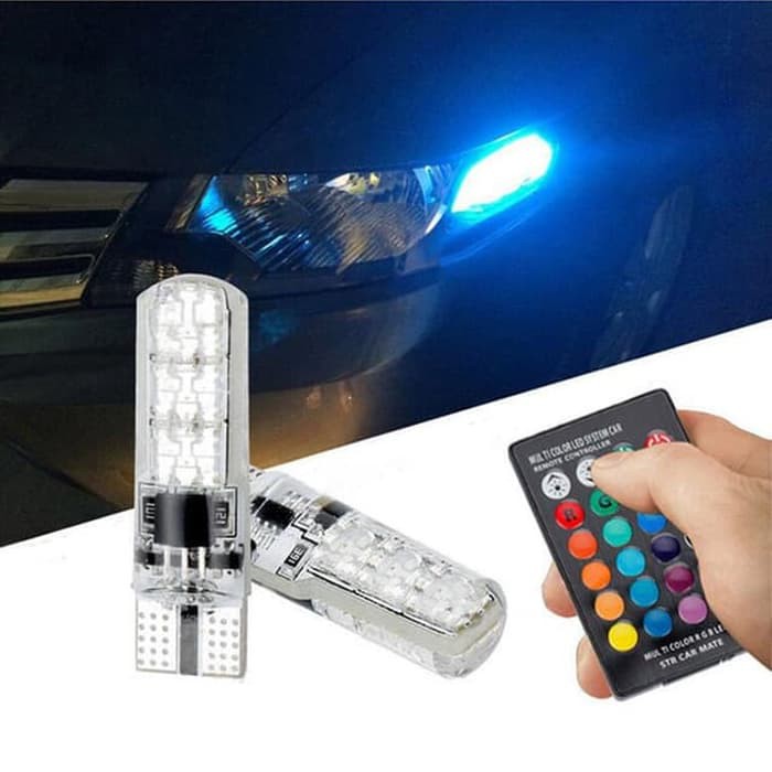 LAMPU LED T10 LAMPU SENJA LED RGB T10 5050 SMD 16 WARNA MOTOR DAN MOBIL 01