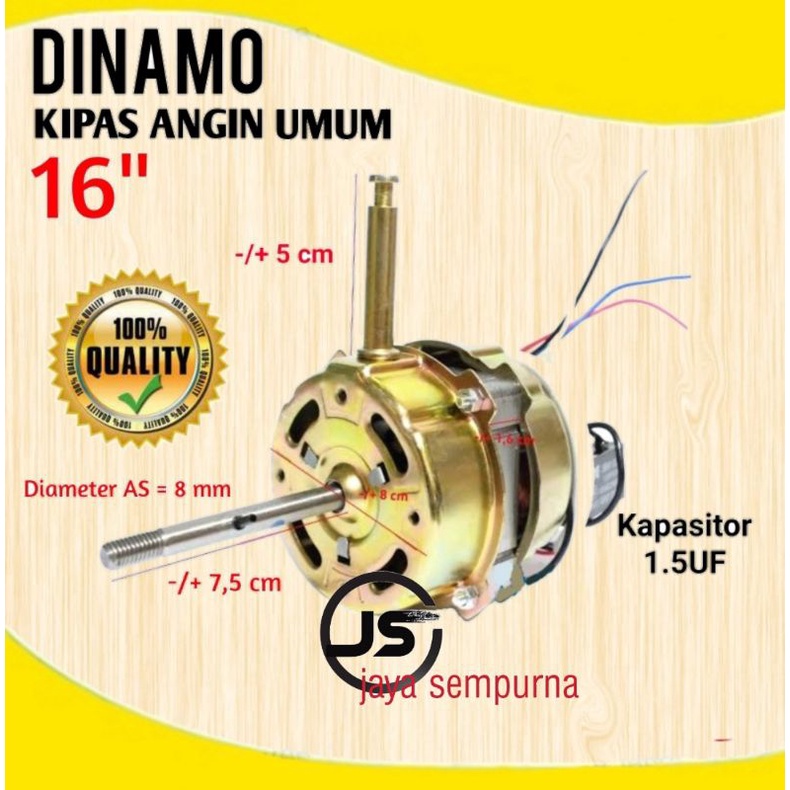 Dinamo kipas angin universal standfan body kuning 1,5uf