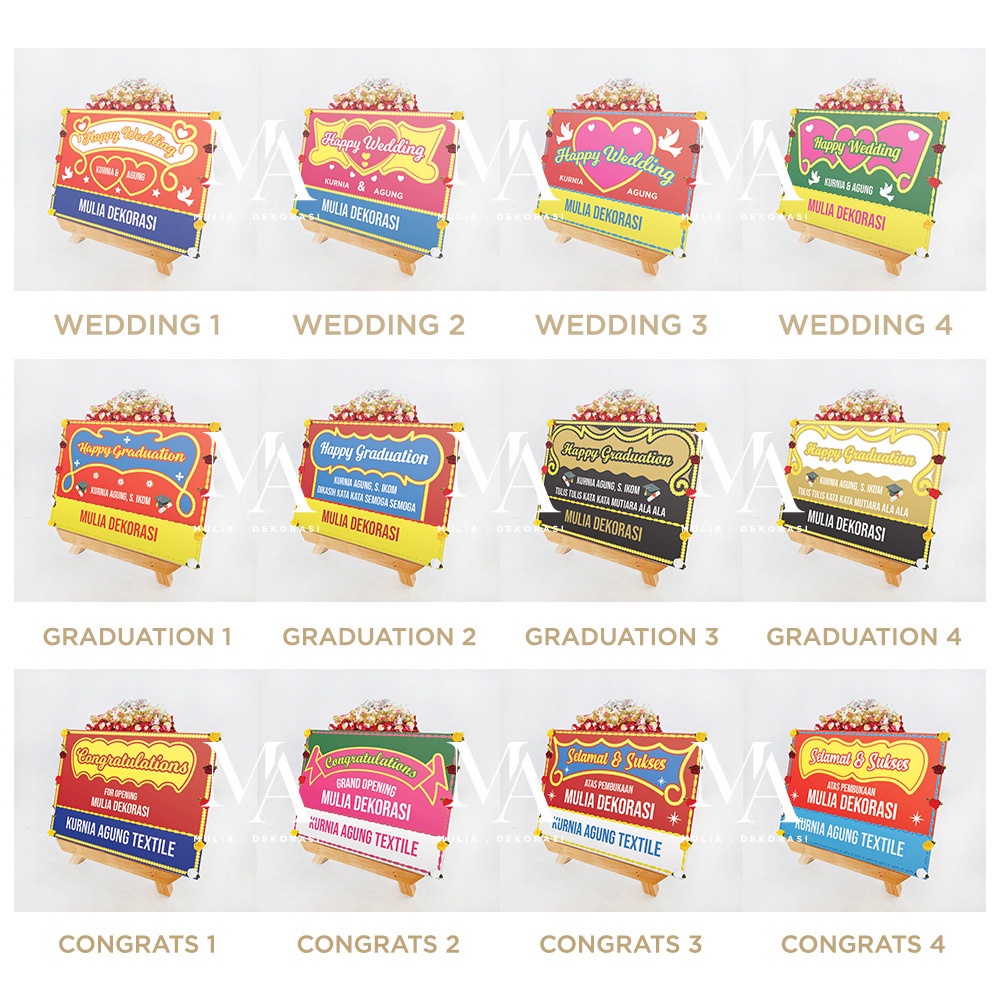 Karangan Papan Ucapan Bunga Mini Gift DIY Custom Graduation Congratulation Engagement Wedding Satu Hari Jadi