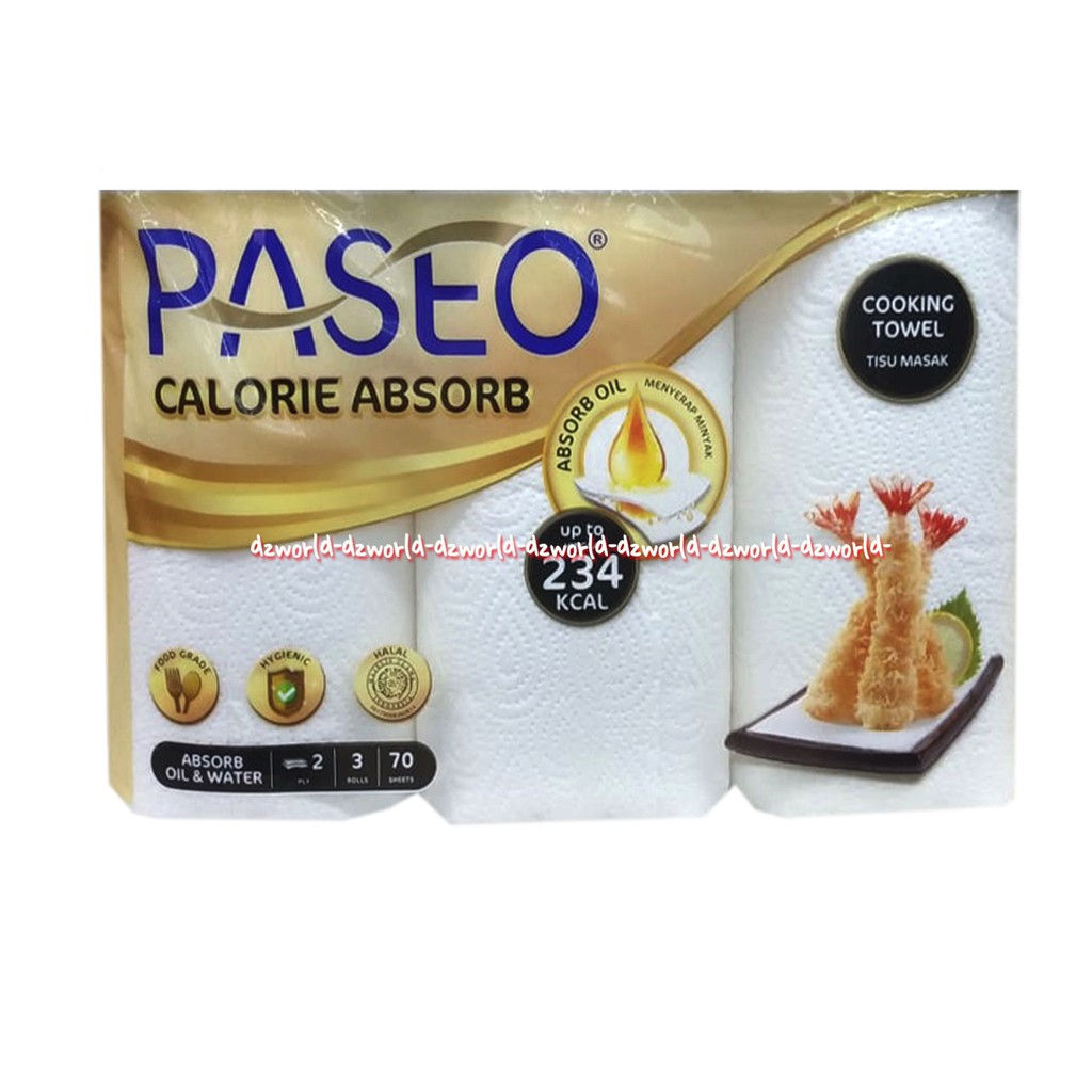 Paseo Ultra Strong &amp; Absorbent Tissue Tisu Roll Untuk Makanan 3 Roll Kitchen Tissue Serap Minyak Rolls Gulung