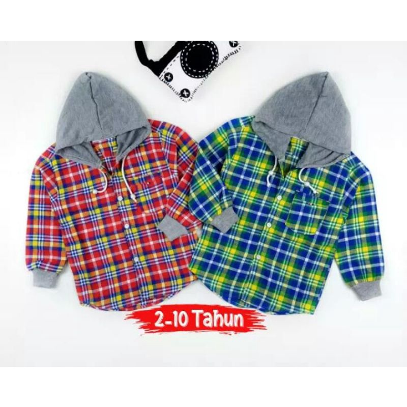 hem hoodie anak /hem anak kotak /Atasan anak laki laki 2-10 th COD