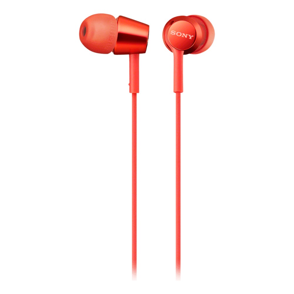 Earphone Sony MDR-EX155AP Handsfree Mass Model In-Ear With Microphone - Red Earphone Headset Original