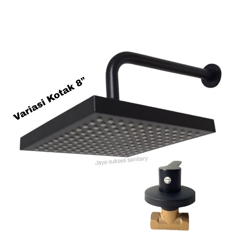 Wall Shower Tanam Black Paket Wall Shower 8&quot; Murah Lengkap