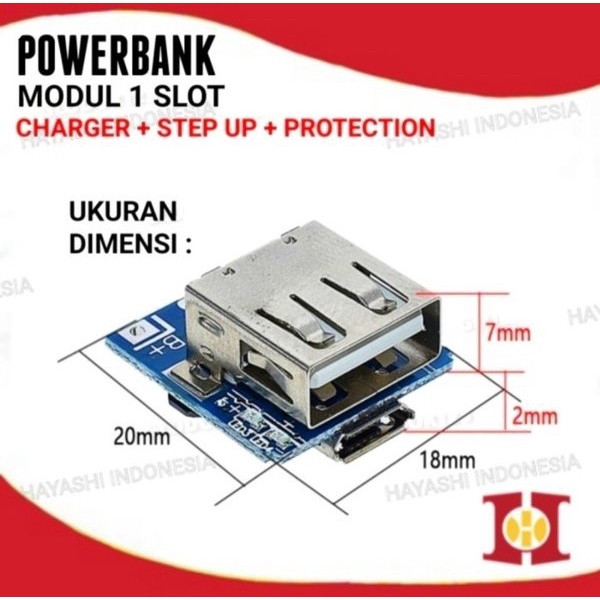 Modul Powerbank 1 Slot Multi Charger plus Step Up plus Protection 5V 1A Cas - 5pcs