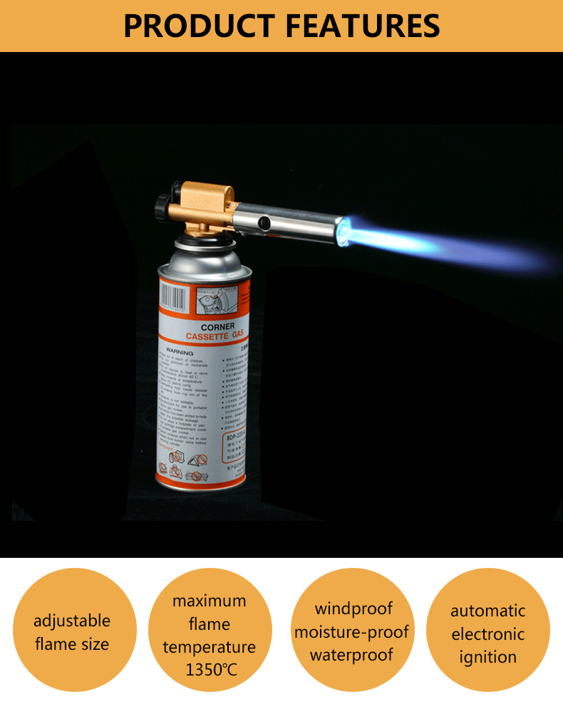 PRACMANU Kepala Gas Butane Jet Torch Flame Gun - TQ803 - GolD