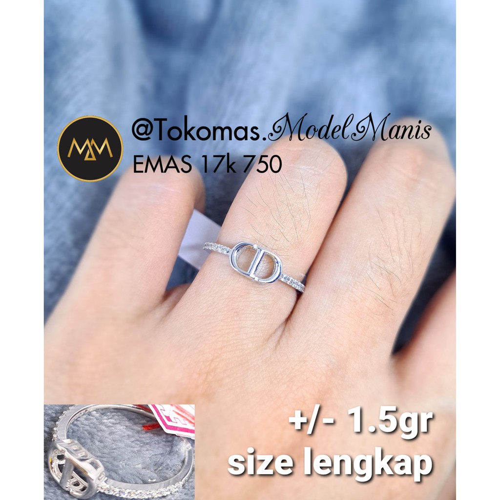 Cincin CD italy emas putih 750 kadar 17k