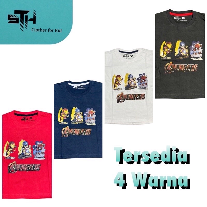 STH 1-10 Tahun [ S / M / L / XL / XXL ] Baju Kaos Anak Laki Laki Cowok PREMIUM DISTRO Bahan Katun Cotton Combed - Avenger 1