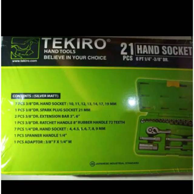 Tekiro kunci sock 6PT 1/4&quot;-3/8&quot; DR 21 pcs