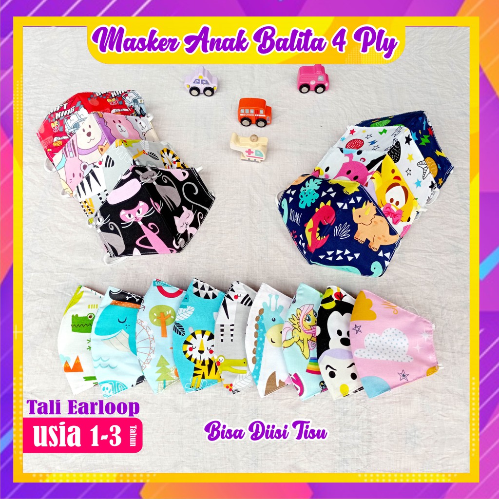 MASKER ANAK BALITA 4 PLY KOREAN STYLE / BISA DIISI TISU