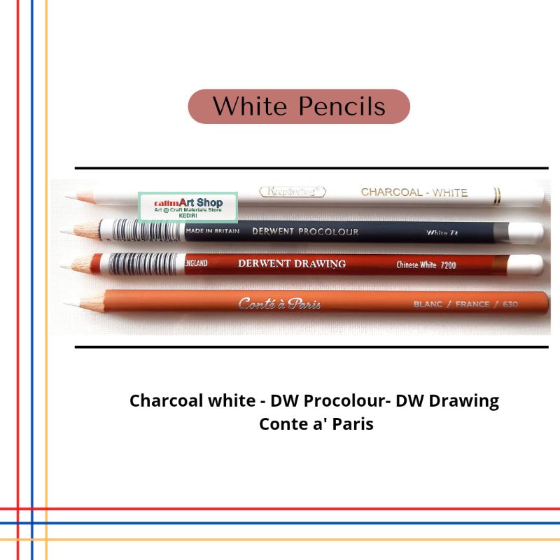 Pensil Putih White Pensil Charcoal - Drawing - Conte