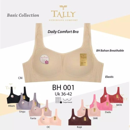 TALLY | COMFORT BRA MUDAH MENYERAP KERINGAT BUSA TIPIS TANPA KAWAT KAIT 3 BH 001