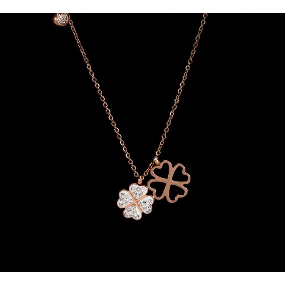 Kalung fashion aksesoris titanium mini korea hadiah wanita cewek 316L anti karat KK014 clover