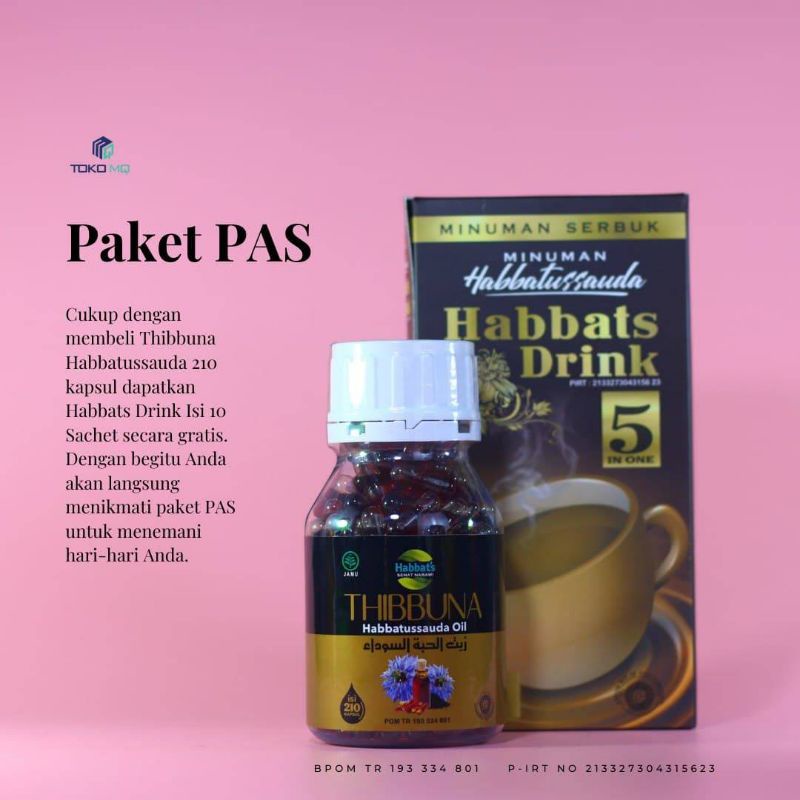 

Thibbuna Habbatusauda Isi 210 kapsul Gratis Kopi Habbats Drink isi 10 sachet