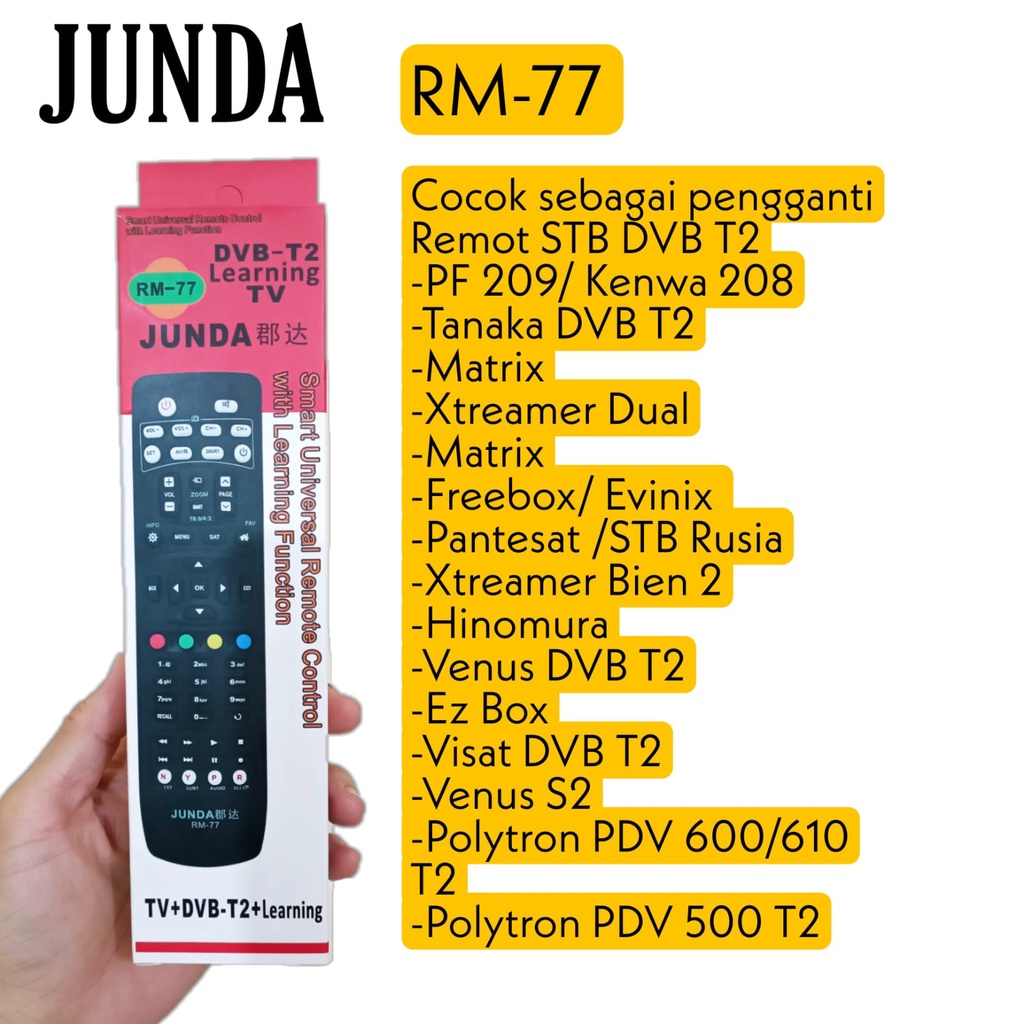 Remot Universal TV DVB T2 + Learning Function JUNDA RM 77