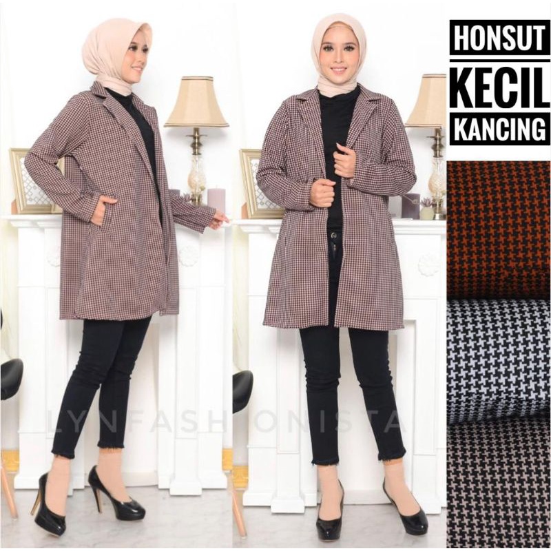 LYNFASHIONISTA-CARDIGAN KOREA WANITA PREMIUM/BLAZER KANTOR CASUAL MOTIF HONSUT KANCING/ANDINE