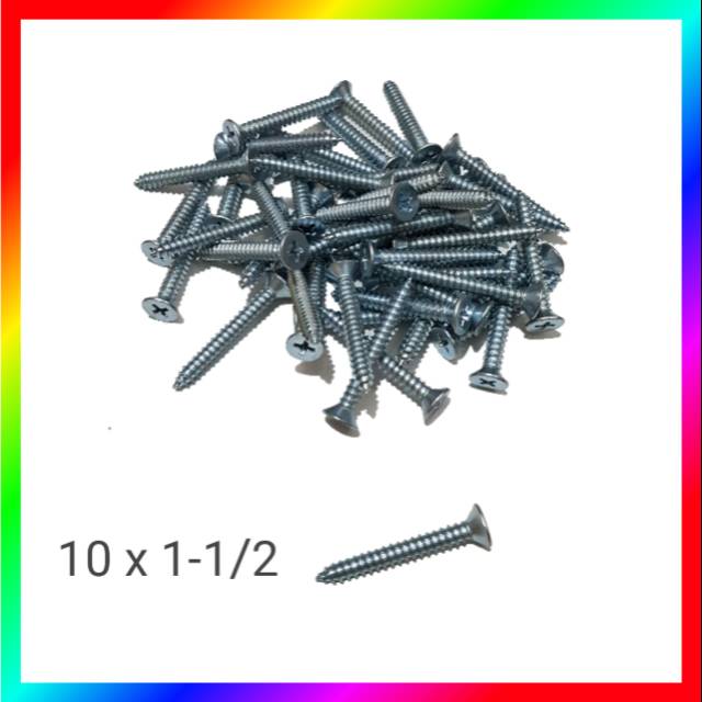 50 PCS BAUT SEKRUP CACING JF 10 X 1-1/2 KEPALA RATA