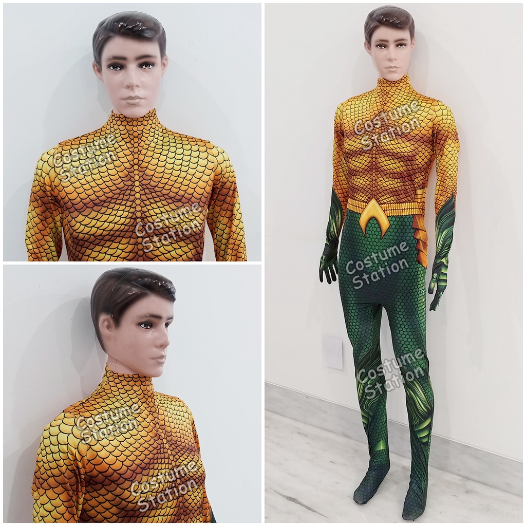 Kostum Aquaman / Costume Superhero Justice League pria dewasa