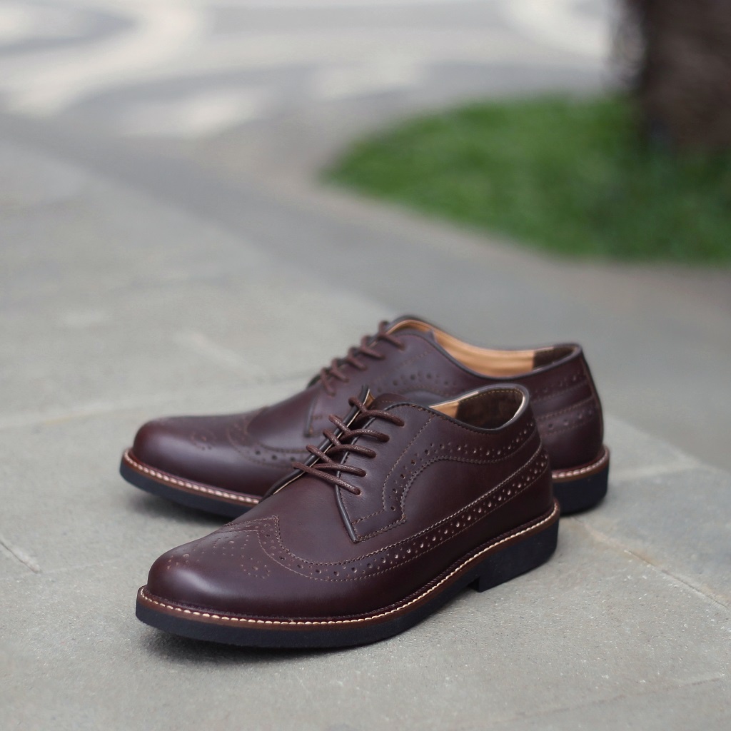 BRITISH BROWN ORIGINAL x KENZIOS Sepatu Kulit Sapi Asli Coklat Pria Formal Pantofel Tali Kerja Kantor Dinas Resmi Guru Kantoran Pesta Pernikahan Kondangan Nikah Undangan Wedding Kuliah Semi Casual Brogue Derby Oxford Genuine Leather Kenzio Footwear Keren