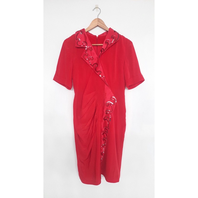 Dress Merah Borci Anggun Elegan