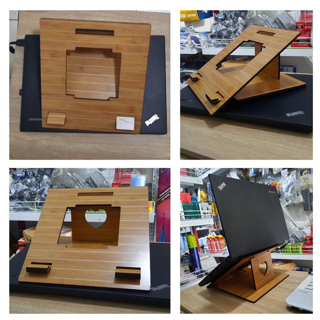 Laptop Tablet Stand Dudukan Meja Lipat Model Kayu Portabel  111