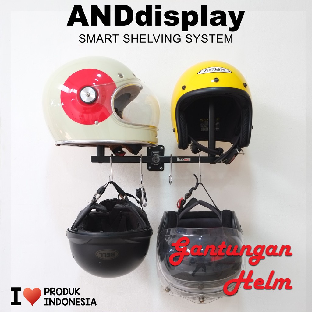 GANTUNGAN HELM DINDING DISPLAY HELM HITAM - CANTOLAN HELM - RAK HELM TEMBOK