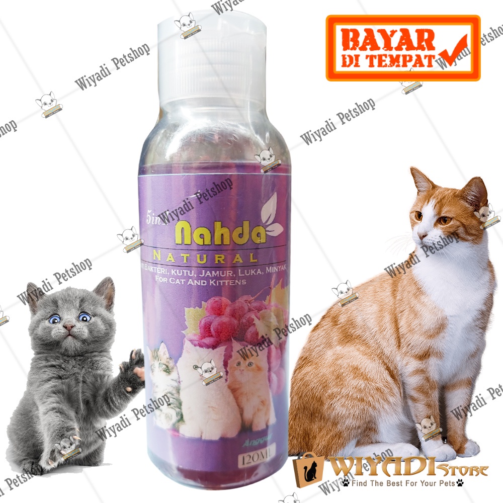 Shampoo Nahda 5 in 1 120ml -  Anti Kutu Jamur Kudis  Gatal Minyak Melembutkan Kulit Kucing Kitten