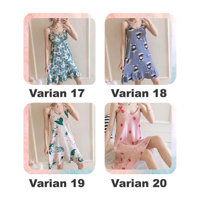 ❀ Chingu ❀ PW062 [2] COD Baju Tidur  Pakaian Daster tanpa Lengan Santai Wanita Motif Lucu