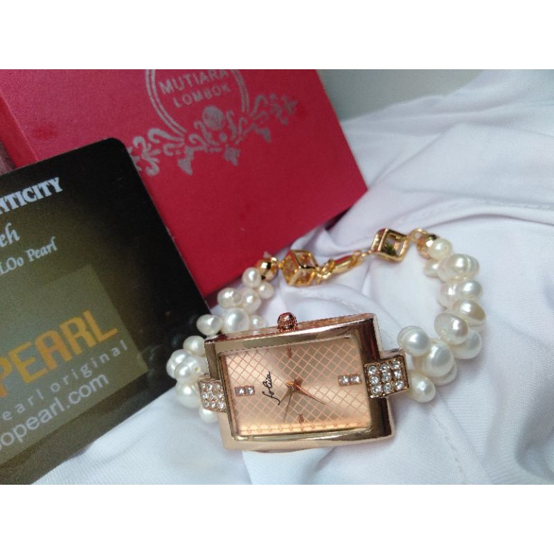 Jam Tangan Mutiara Lombok Asli Mutiara Air Tawar