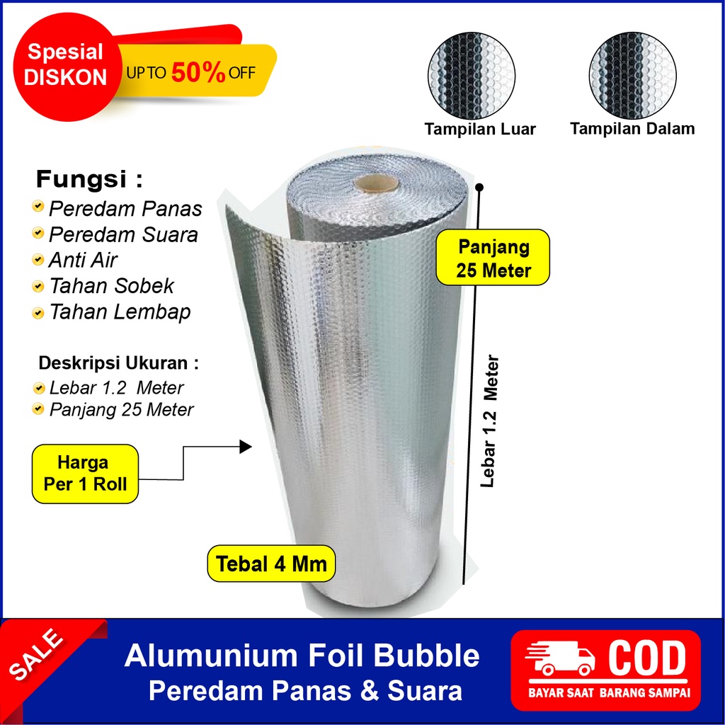 Bubble Aluminium Foil Bubble Alumunium Allumunium Peredam Panas Peredam Suara Atap Rumah Genteng