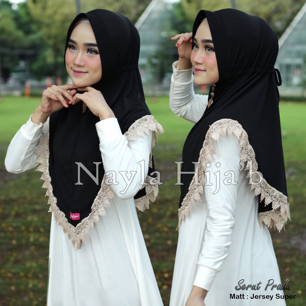 BEST SELLER Jilbab Instan Serut Prada Renda Import Jilbab Bergo Terbaru dan Termurah Nayla Hija'b