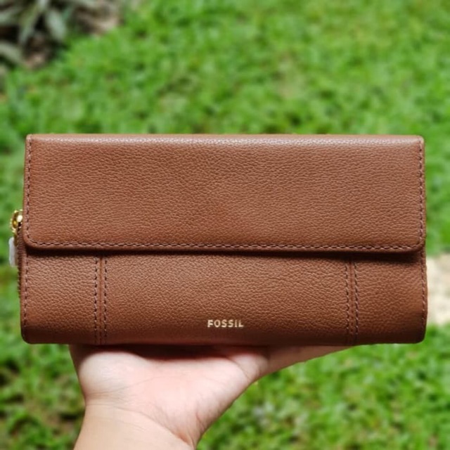 Dompet FOSSIL Jori Flap Clutch RFID Brown New Original