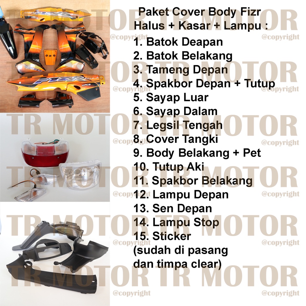 Cover Body Fizr F1zr Full Clutch Orange Hitam Full Set Halus Cover Bodi Yamaha Fiz r