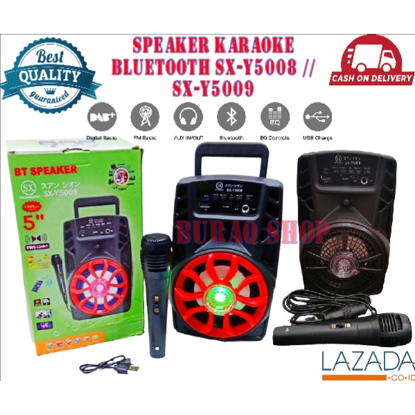 TERLARIS ~ // Speaker Bluetooth SX Y5008/SX Y5009 Bonus Mic Karaoke Speaker Multifungsi FM Radio //